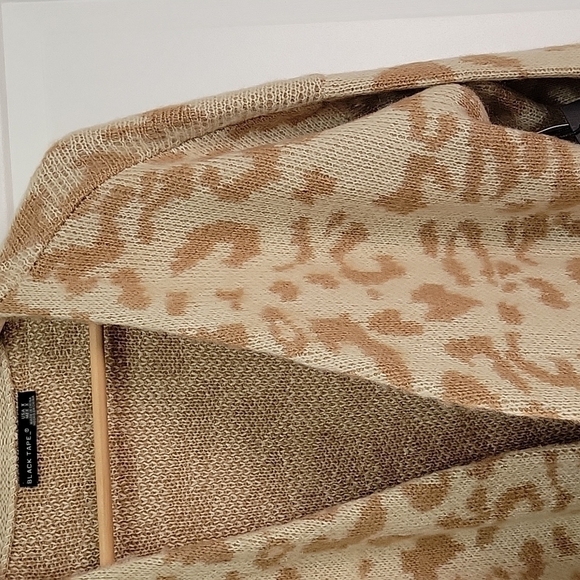 Animal Print Long Leopard Beige Open Front Collarless Knitted Duster Cardigan XL - Picture 9 of 13